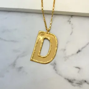 TFC Big Letter D - 24K Gold Plated Long Pendant Necklace