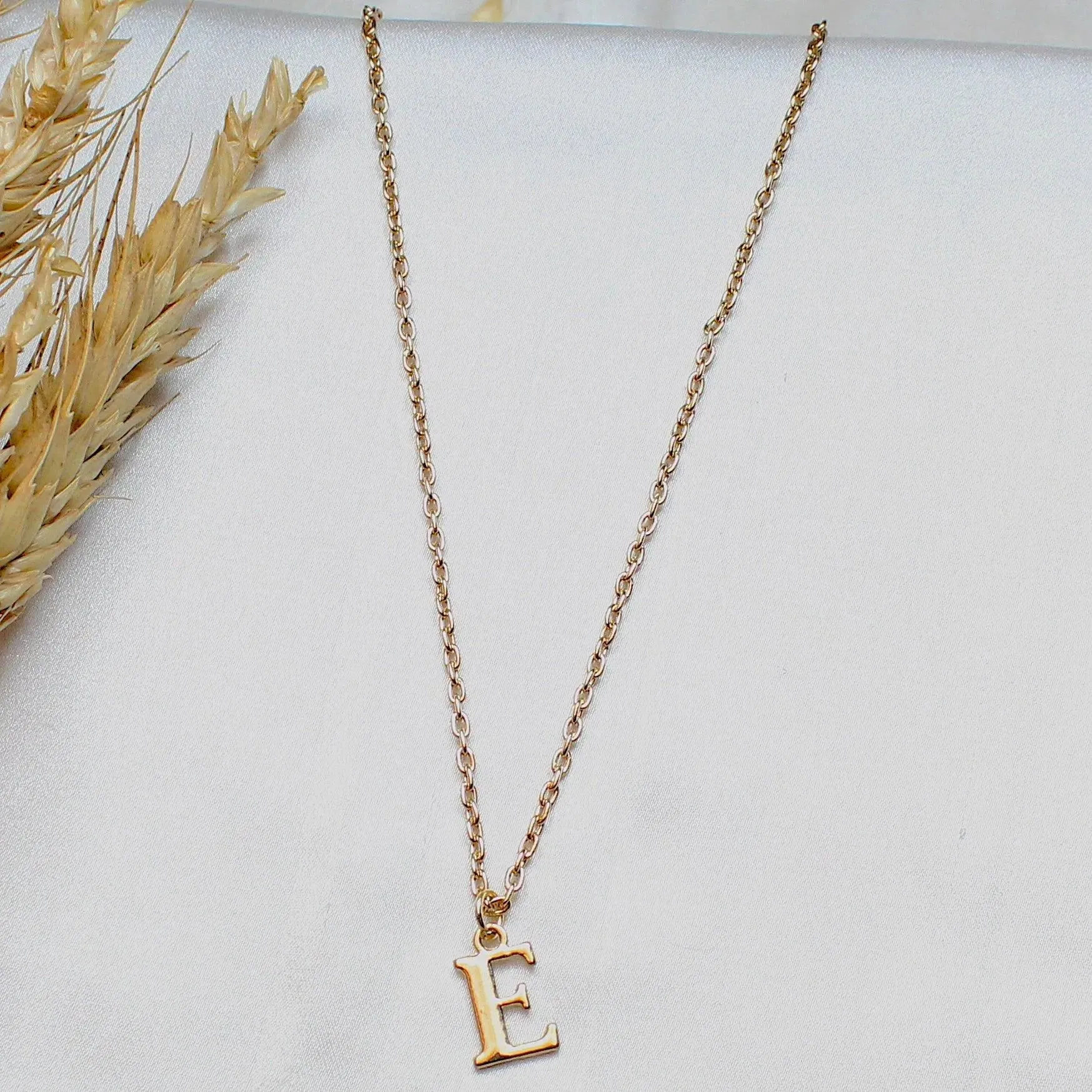 TFC Small Letter E - Gold Plated Pendant Necklace