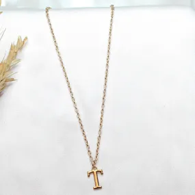 TFC Small Letter T - Gold Plated Pendant Necklace