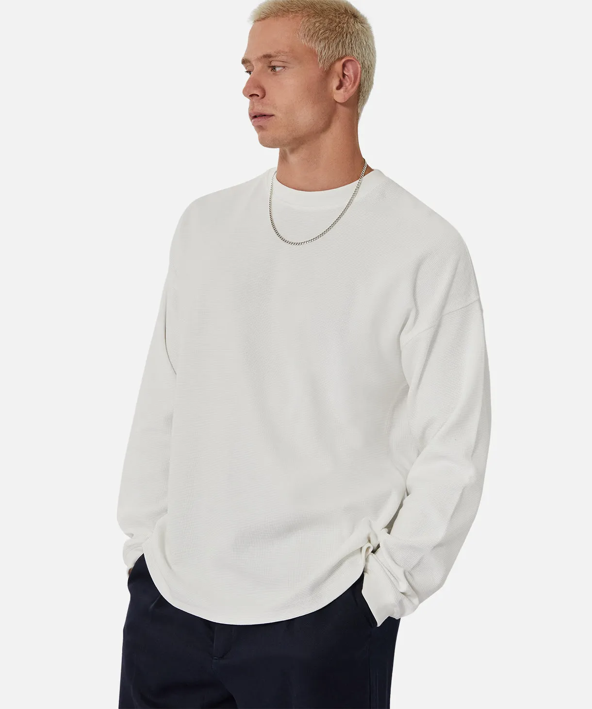 The Eastport Waffle Ls Tee - Chalk