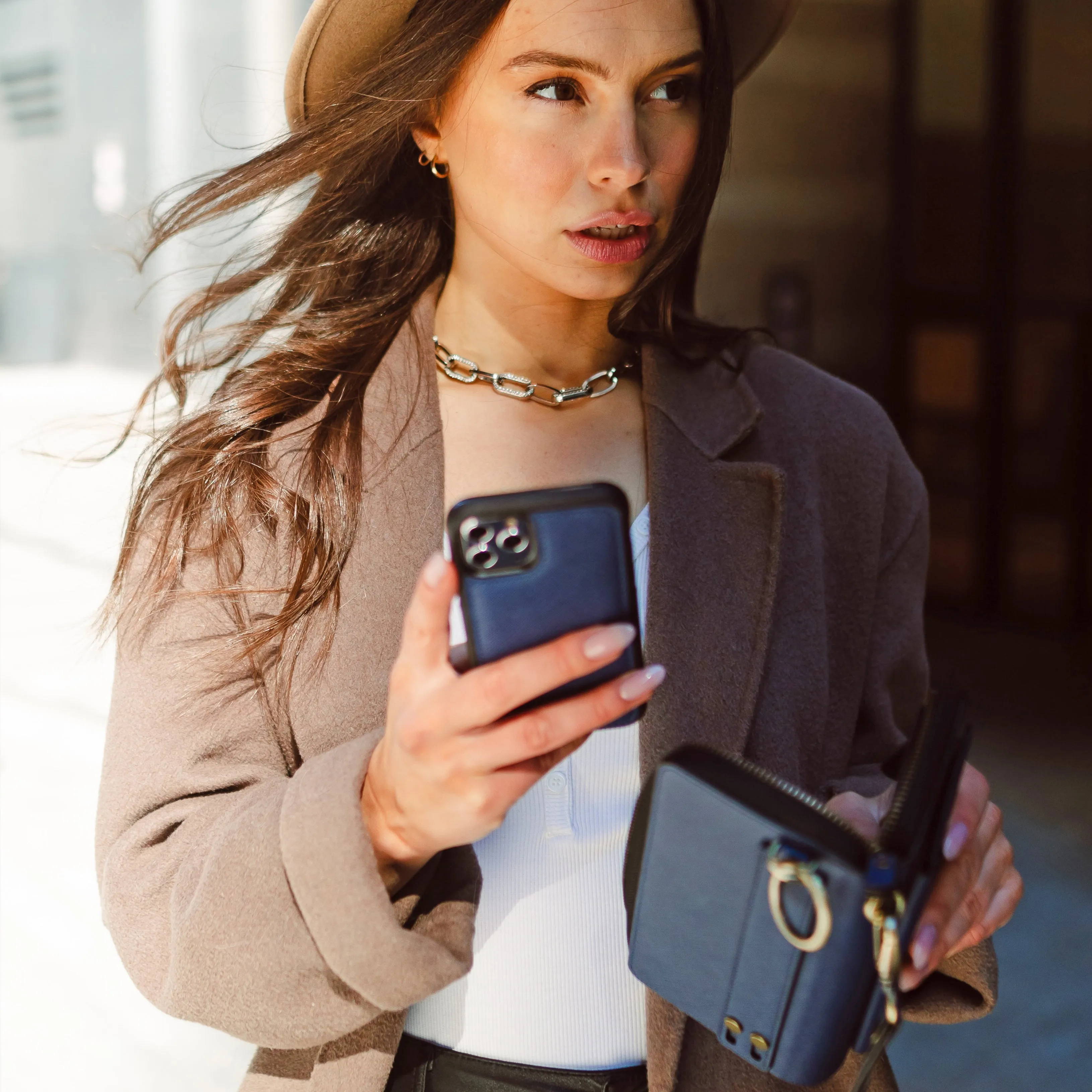 The Luxe Ultimate Wristlet Phone Case in Blue