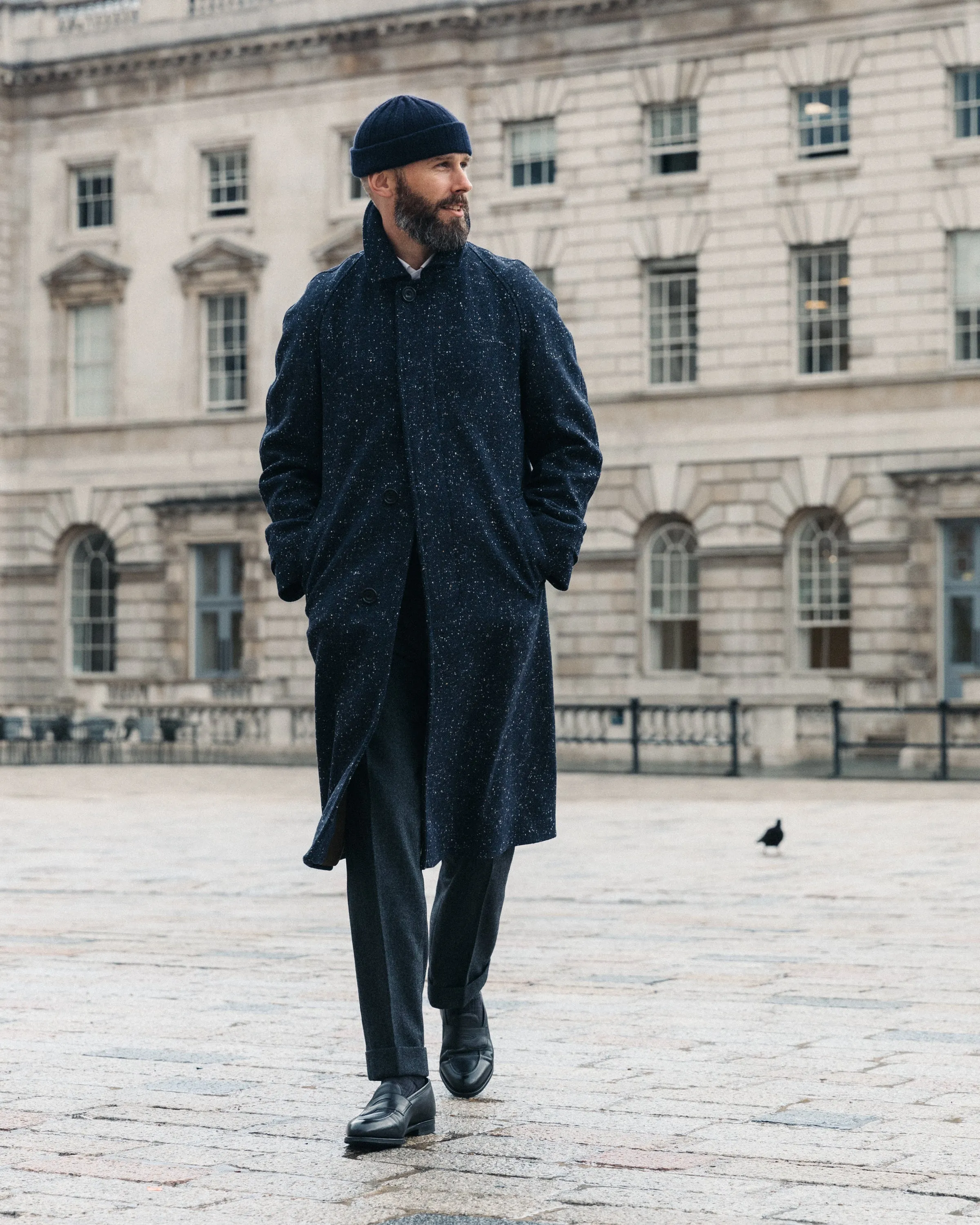 The Navy Permanent Style Donegal Overcoat