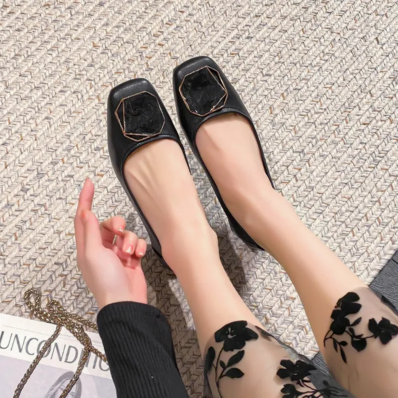 Women Fashion Casual Low Chunky Heel Pumps