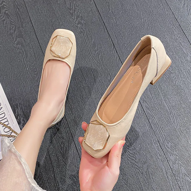 Women Fashion Casual Low Chunky Heel Pumps