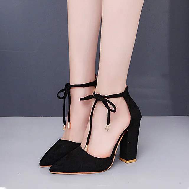 Women Heels New Women Pumps Shoes Suede Sexy High Heels Sandals Women Shoes Red Black Fashion Square Heel Pumps 43