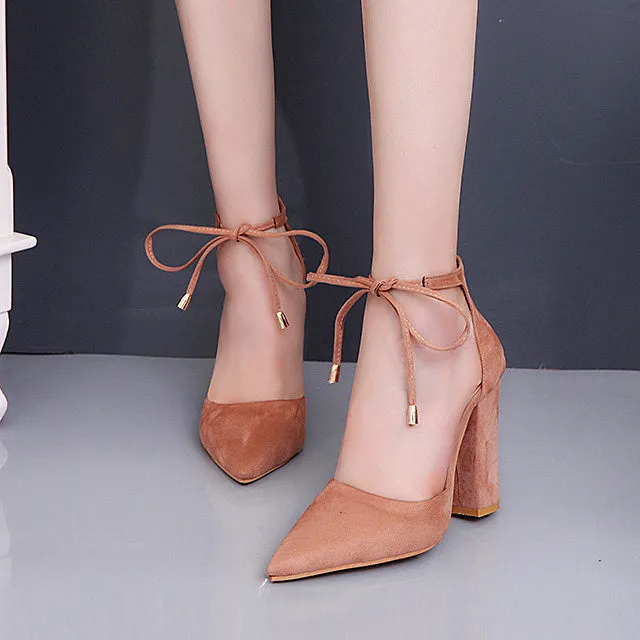 Women Heels New Women Pumps Shoes Suede Sexy High Heels Sandals Women Shoes Red Black Fashion Square Heel Pumps 43