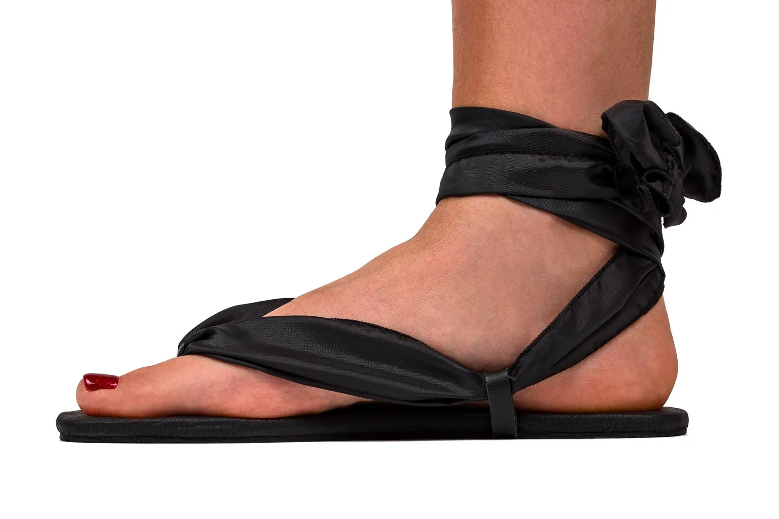 Women’s Barefoot Ribbon Ankle-Tie Sandals - black