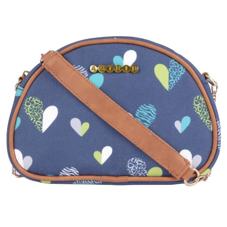 Womens Multi Color Heart Print Womens Sling Bag Medium Size